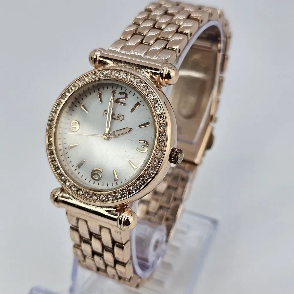 Folio Women's Watch 33MM White Dial Gold Bracelet Band ‎ 7